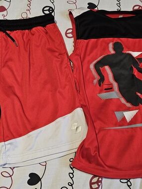 Place Red and Black Kid's Athletic Basketball Shorts Set